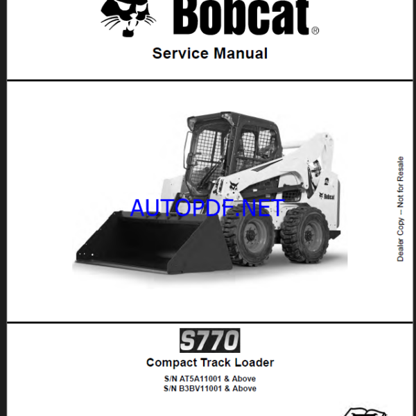 Bobcat S770 Loader Service Manual (7248296) (SN B3BV11001-B3BV99999)