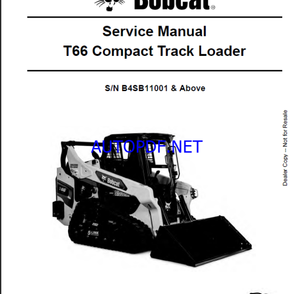 Bobcat T66 Loader Service Manual (7353050) (SN B4SB11001-B4SB99999)