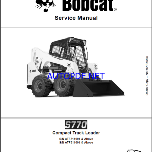 Bobcat S770 Loader Service Manual (6990253) (SN ATF211001-ATF299999)