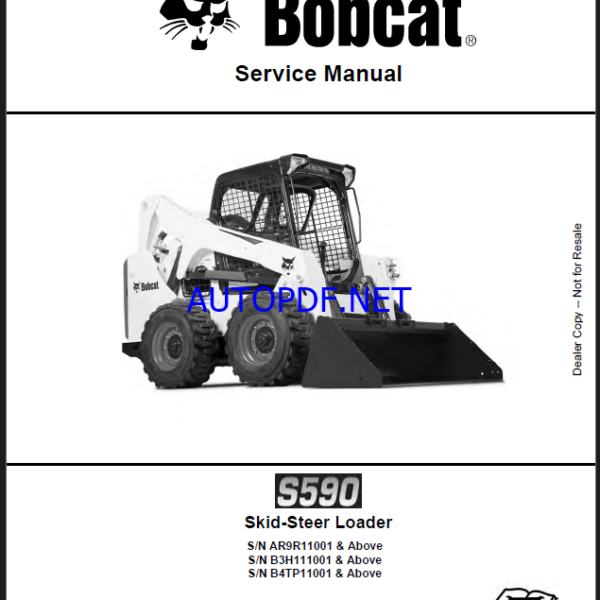 Bobcat S590 Loader Service Manual (6990685) (SN B4TP11001-B4TP99999)