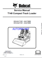 Bobcat T140 Loader Service Manual (6986569) (SN A3L811001-A3L819999)