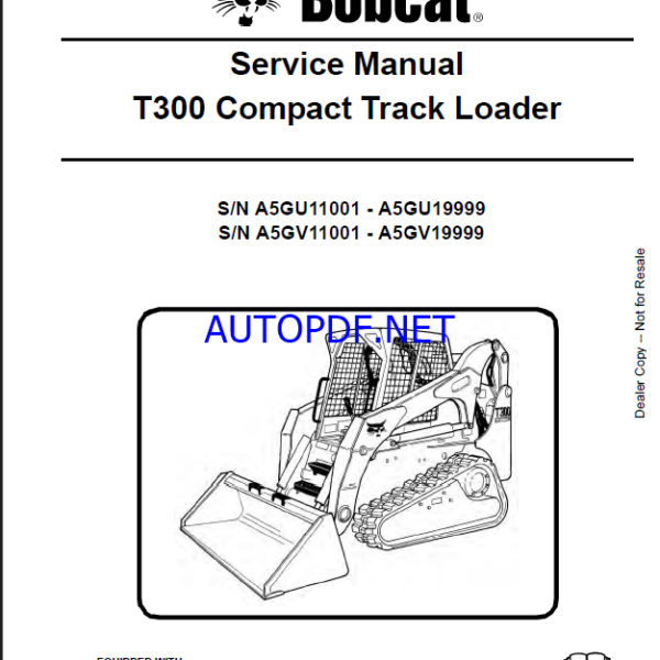 Bobcat T300 Loader Service Manual (6986683) (SN A5GV11001-A5GV19999)