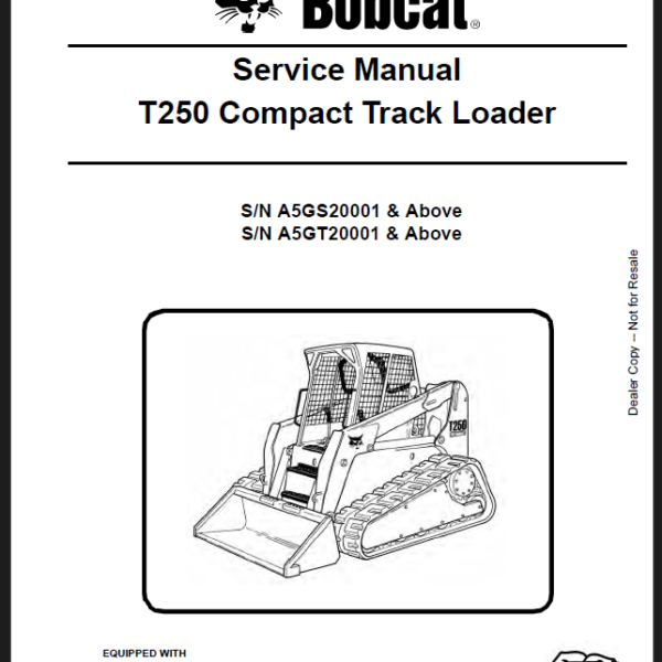 Bobcat T250 Loader Service Manual (6987044) (SN A5GT20001-A5GT99999)