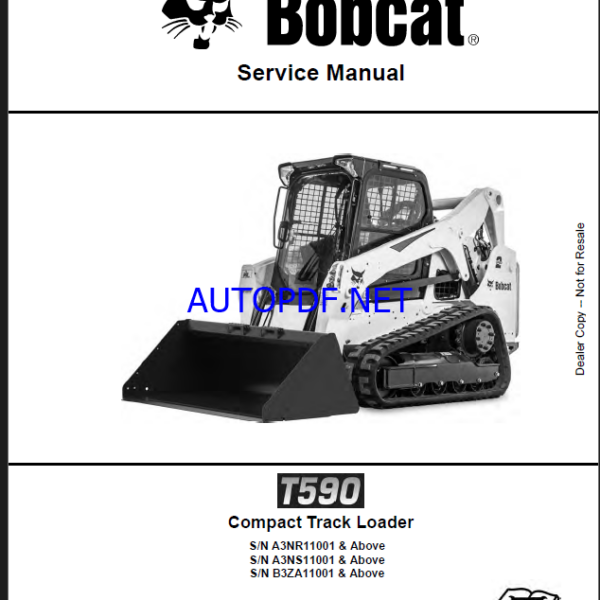 Bobcat T590 Loader Service Manual (6989683) (SN A3NR11001-A3NR99999)