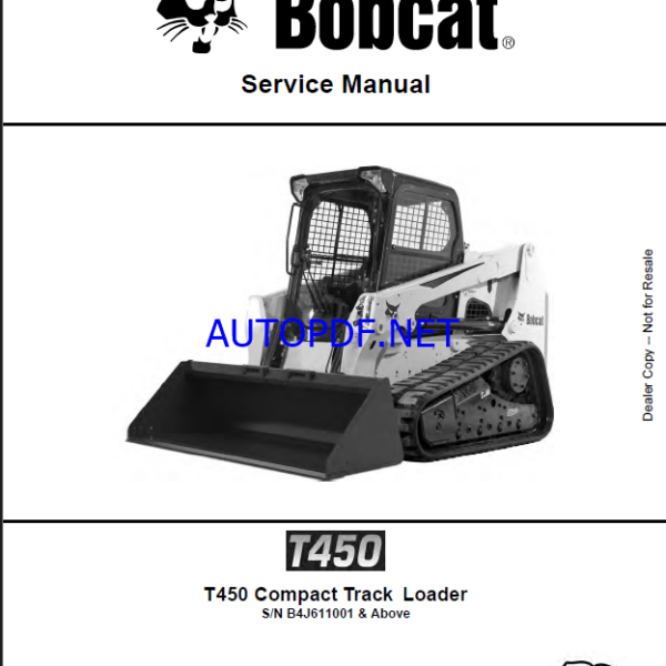 Bobcat T450 Loader Service Manual (7412460) (SN B4J611001-B4J699999)