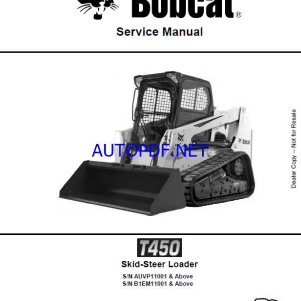 Bobcat T450 Loader Service Manual (6990394) (SN AUVP11001-AUVP99999)