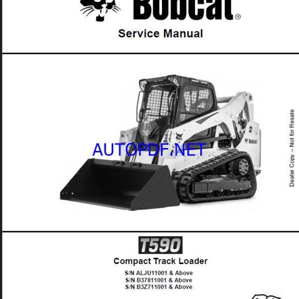 Bobcat T590 Loader Service Manual (6990693) (SN B37811001-B37899999)