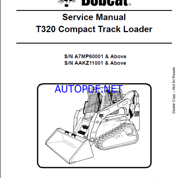 Bobcat T320 Loader Service Manual (6987046) (SN A7MP60001-A7MP99999)