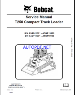 Bobcat T250 Loader Service Manual (6986682) (SN A5GT11001-A5GT19999)