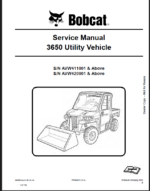 Bobcat 3650 Utility Vehicle Service Manual (6990367) (SN AVW420001-AVW499999)