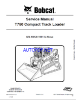 Bobcat T750 Loader Service Manual (6989737) (SN ANKA11001-ANKA99999)