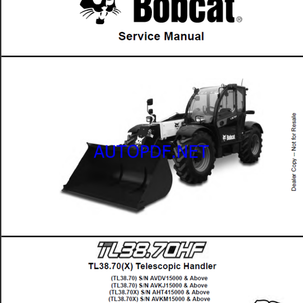 Bobcat TL3870 VersaHANDLER® TTC, Telescopic Handler Service Manual (7311032) (SN AVKM15000-AVKM99999)