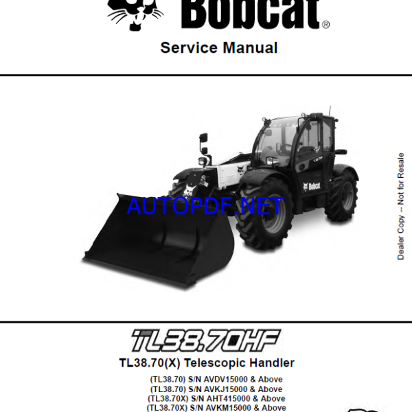 Bobcat TL3870 VersaHANDLER® TTC, Telescopic Handler Service Manual (7311032) (SN AVKJ15000-AVKJ99999)Bobcat TL3870 VersaHANDLER® TTC, Telescopic Handler Service Manual (7311032) (SN AVKJ15000-AVKJ99999)