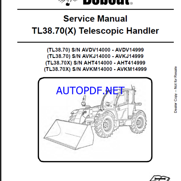 Bobcat TL3870 VersaHANDLER® TTC, Telescopic Handler Service Manual (7283170) (SN AHT414000-AHT414999)