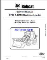 Bobcat B730 Backhoe Loader Service Manual (7310058) (SN B4B611001-B4B699999)