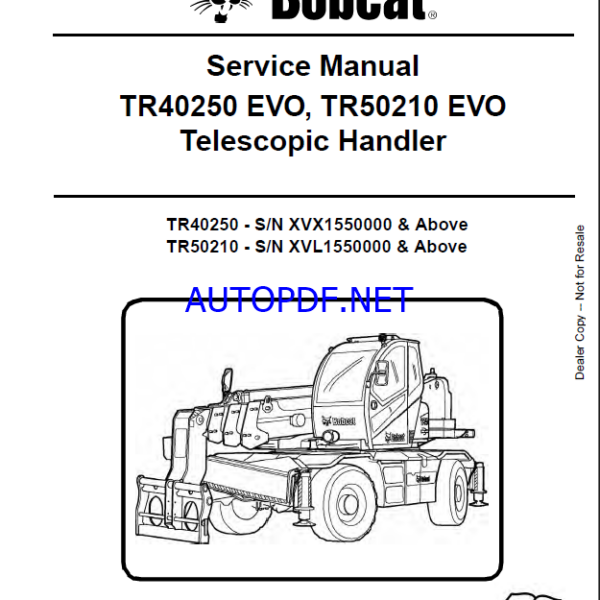 Bobcat TR40250 VersaHANDLER® TTC, Telescopic Handler Service Manual (7285035) (SN XVX1550000-XVX19999999)