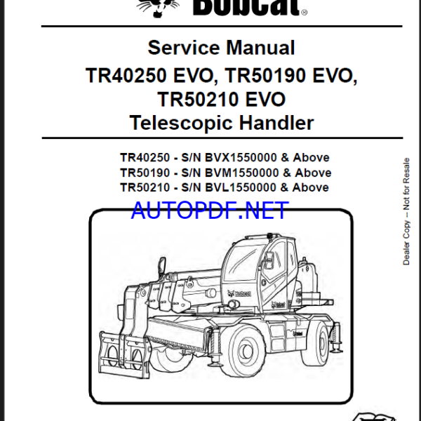 Bobcat TR40250 VersaHANDLER® TTC, Telescopic Handler Service Manual (7277187) (SN BVX1550000-BVX19999999)