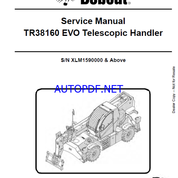Bobcat TR38160 VersaHANDLER® TTC, Telescopic Handler Service Manual (7285034) (SN XLM1590000-XLM1999999)