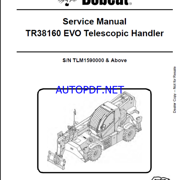 Bobcat TR38160 VersaHANDLER® TTC, Telescopic Handler Service Manual (7266169) (SN TLM1590000-TLM1999999)