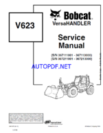 Bobcat V623 VersaHANDLER® TTC, Telescopic Handler Service Manual (6901675) (SN 367111001-367113000)