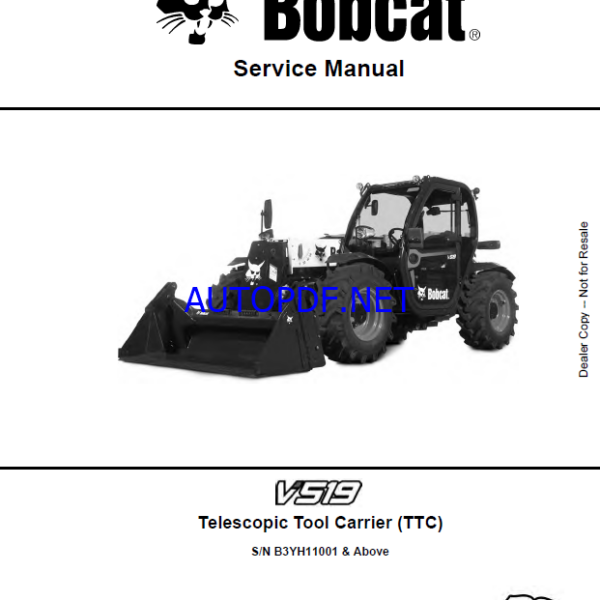 Bobcat V519 VersaHANDLER® TTC, Telescopic Handler Service Manual (7303209) (SN B3YH11001-B3YH99999)