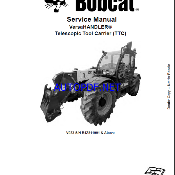 Bobcat V923 VersaHANDLER® TTC, Telescopic Handler Service Manual (7399970) (SN B4Z811001-B4Z899999)