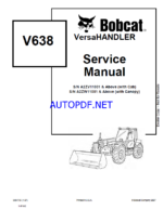 Bobcat V638 VersaHANDLER® TTC, Telescopic Handler Service Manual (6904755) (SN A2ZW11001-A2ZW99999)