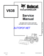 Bobcat V638 VersaHANDLER® TTC, Telescopic Handler Service Manual (6904755) (SN A2ZV11001-A2ZV99999)