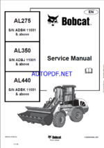 Bobcat AL440 Loader Articulated Service Manual (4950152) (SN ADBK11001-ADBK99999)
