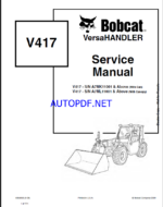 Bobcat V417 VersaHANDLER® TTC, Telescopic Handler Service Manual (6904956) (SN A7ML11001-A7ML99999)