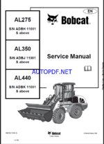 Bobcat AL275 Loader Articulated Service Manual (4950152) (SN ADBH11001-ADBH99999)