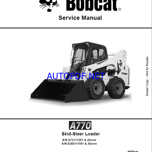 Bobcat A770 Loader Service Manual (7253836) (SN B3BU11001-B3BU99999)