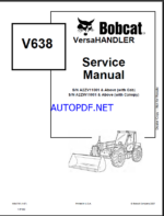 Bobcat VR638 VersaHANDLER® TTC, Telescopic Handler Service Manual (6904755) (SN 365011001-365011999)