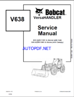 Bobcat VR638 VersaHANDLER® TTC, Telescopic Handler Service Manual (6904755) (SN 365012001-365099999)