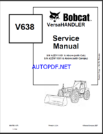 Bobcat VR638 VersaHANDLER® TTC, Telescopic Handler Service Manual (6904755) (SN 365111001-365111999)