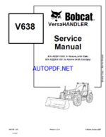 Bobcat VR638 VersaHANDLER® TTC, Telescopic Handler Service Manual (6904755) (SN 365112001-365199999)