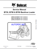 Bobcat B750 Backhoe Loader Service Manual (7286757) (SN B45211001-B45299999)