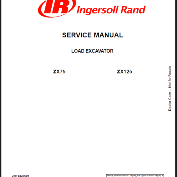 Bobcat ZX75 Excavator Service Manual (22856462)