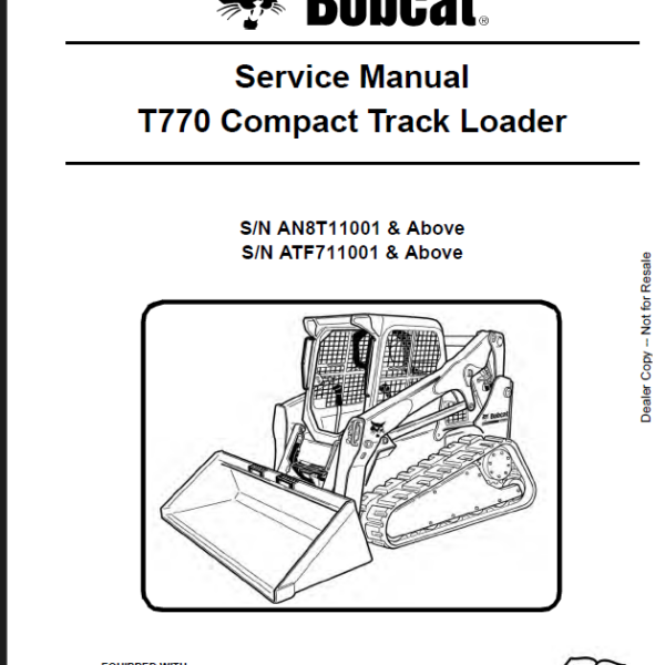 Bobcat T770 Loader Service Manual (6990265) (SN AN8T11001-AN8T99999)