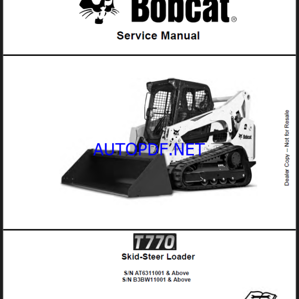 Bobcat T770 Loader Service Manual (7252384) (SN B3BW11001-B3BW99999)