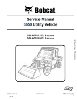 Bobcat 3650 Utility Vehicle Service Manual (6990367) (SN AVW411001-AVW499999)