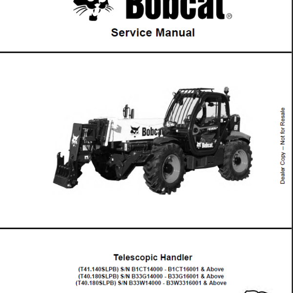 Bobcat T40180SLPB VersaHANDLER® TTC, Telescopic Handler Service Manual (7283381) (SN B33W14000-B33W99999)