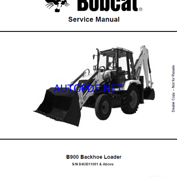 Bobcat B900 Backhoe Loader Service Manual (7371580) (SN B4UB11001-B4UB99999)
