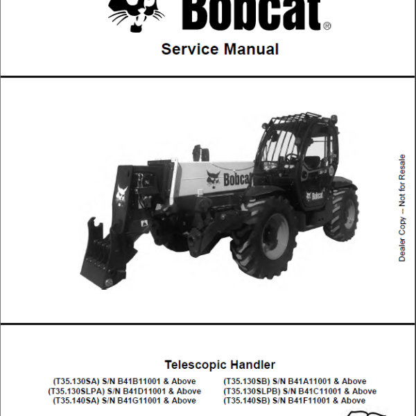 Bobcat T35140S VersaHANDLER® TTC, Telescopic Handler Service Manual (7283378) (SN B41G11001-B41G99999)