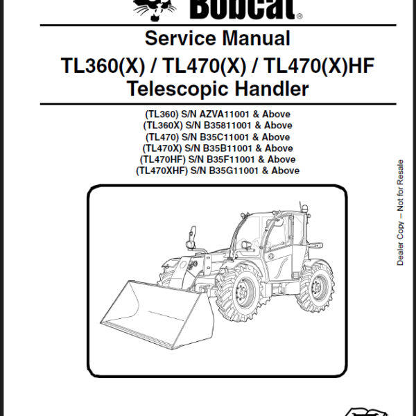 Bobcat TL360 VersaHANDLER® TTC, Telescopic Handler Service Manual (6990790) (SN AZVA11001-AZVA99999)
