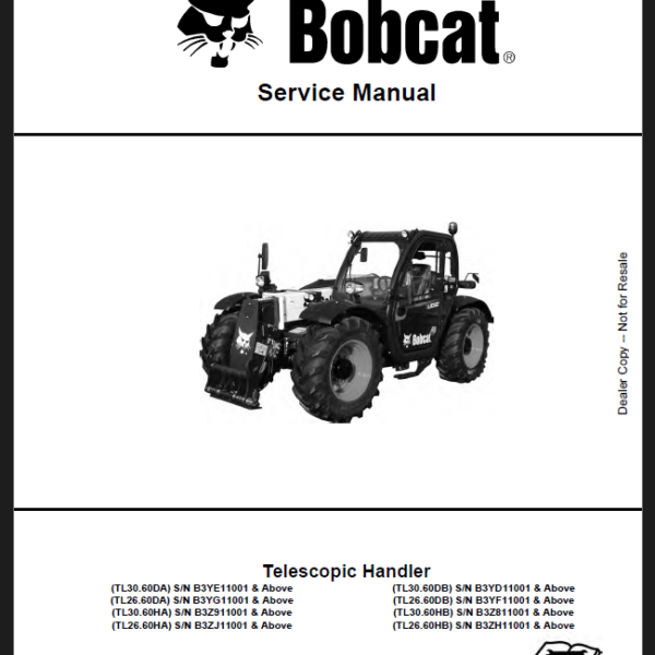 Bobcat TL2660 VersaHANDLER® TTC, Telescopic Handler Service Manual (7282535) (SN B3ZJ11001-B3ZJ99999)