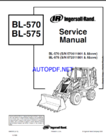 Bobcat BL575 Backhoe Loader Service Manual (6902022) (SN 572011001-572099999)