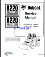 Bobcat A220 Loader Service Manual (6901245) (SN 519711001-519799999)