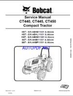 Bobcat CT445 Compact Tractor Service Manual (6987079) (SN ABHL11001-ABHL99999)