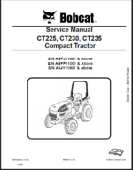 Bobcat CT235 Compact Tractor Service Manual (6987029) (SN A9JY11001-A9JY99999)